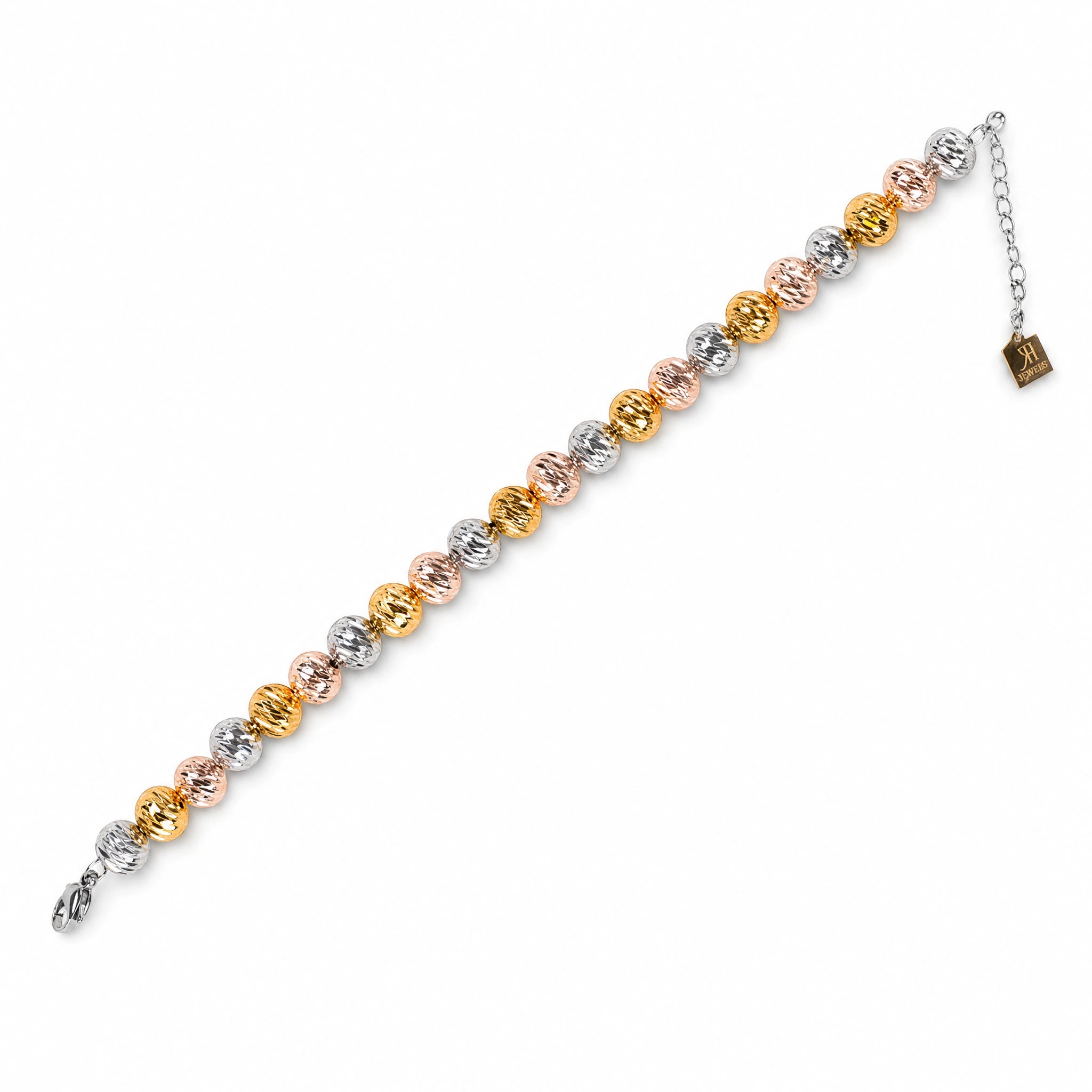 BRACELET WITH STRIPED SPHERES