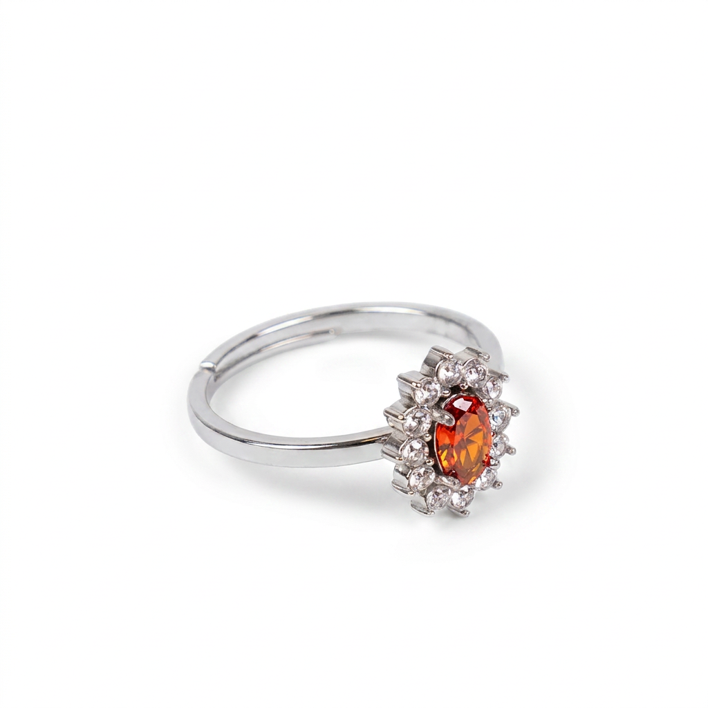 ADJUSTABLE RING WITH RHINESTONE-SURROUNDED LIGHT POINT