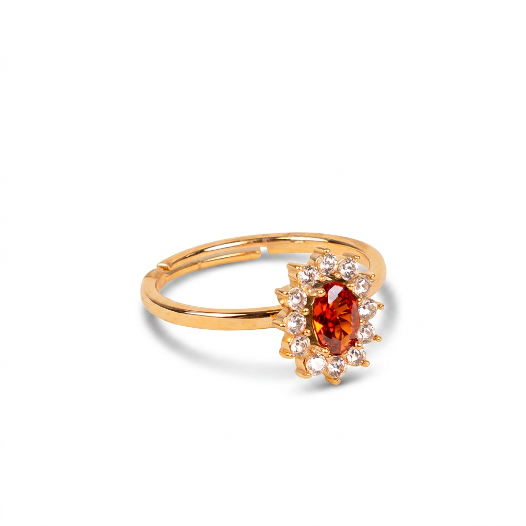 ADJUSTABLE RING WITH RHINESTONE-SURROUNDED LIGHT POINT