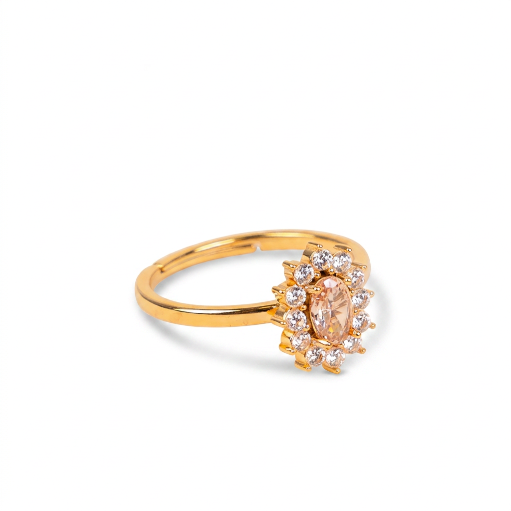 ADJUSTABLE RING WITH RHINESTONE-SURROUNDED LIGHT POINT