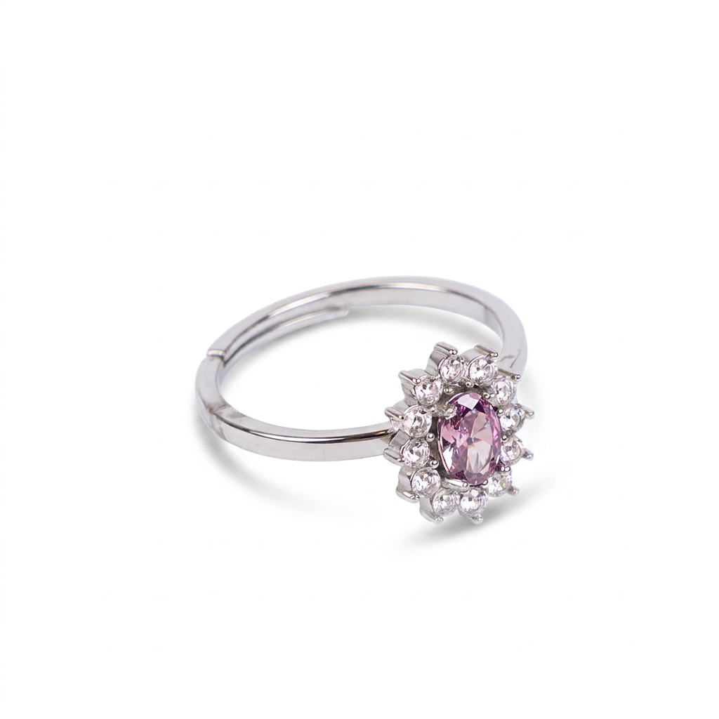 ANELLO REGOLABILE CON PUNTO LUCE CONTORNATO DI STRASS