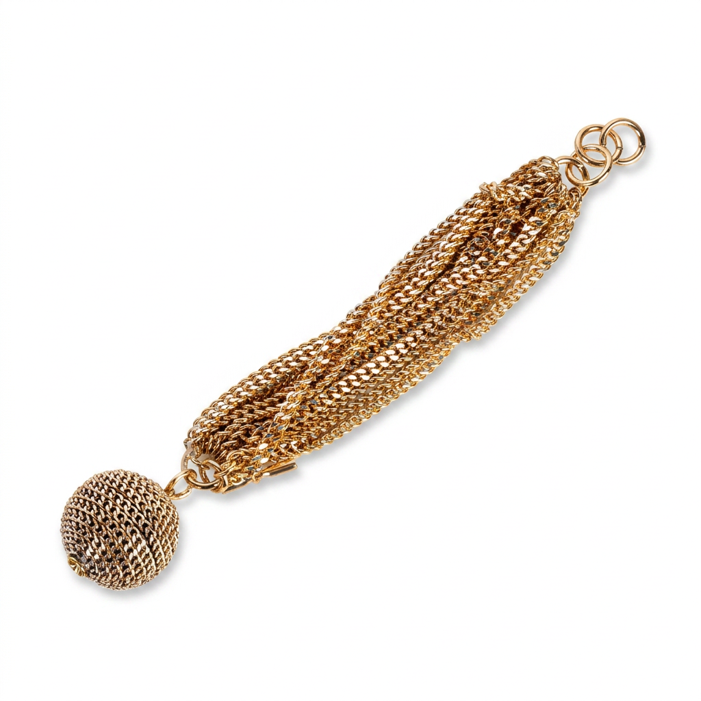 SOFT MULTI-STRAIN BRACELET WITH CHAIN-COVERED SPHERE PENDANT 
