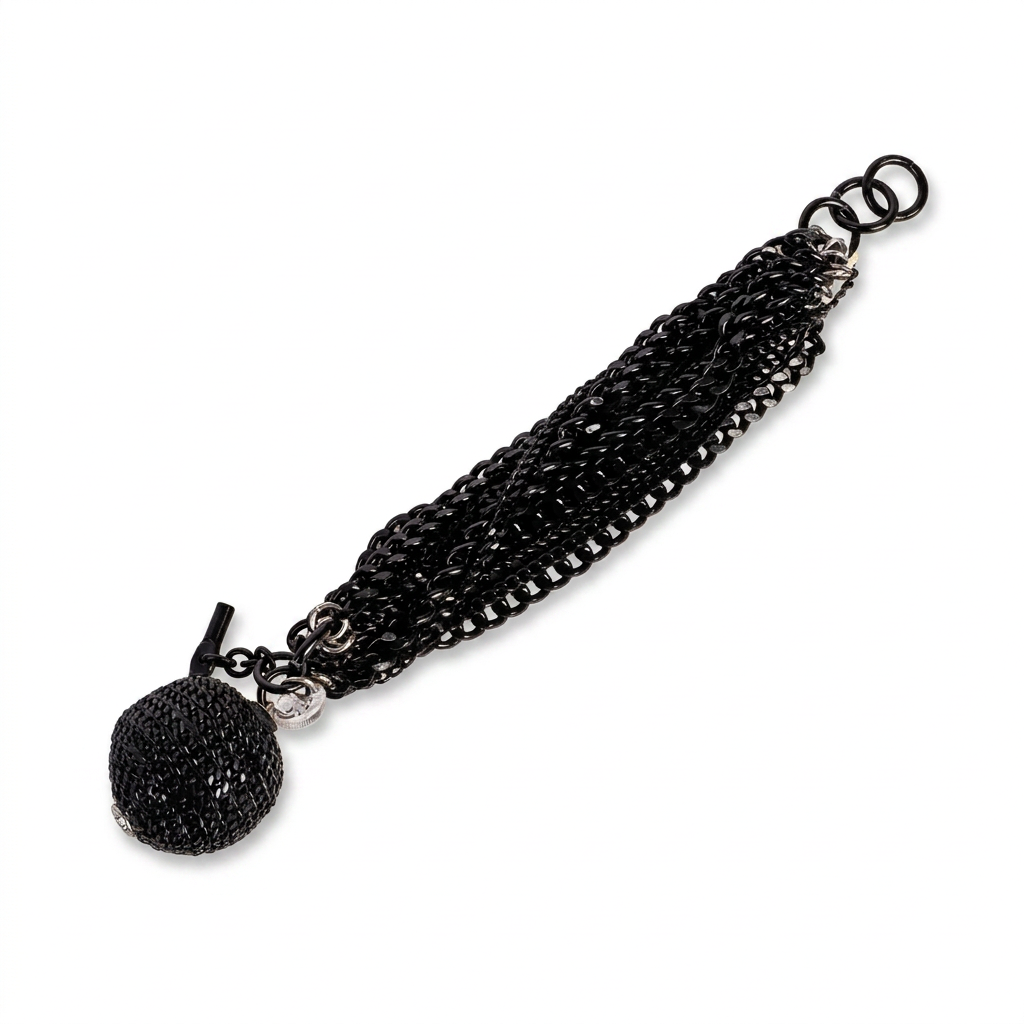 SOFT MULTI-STRAIN BRACELET WITH CHAIN-COVERED SPHERE PENDANT 