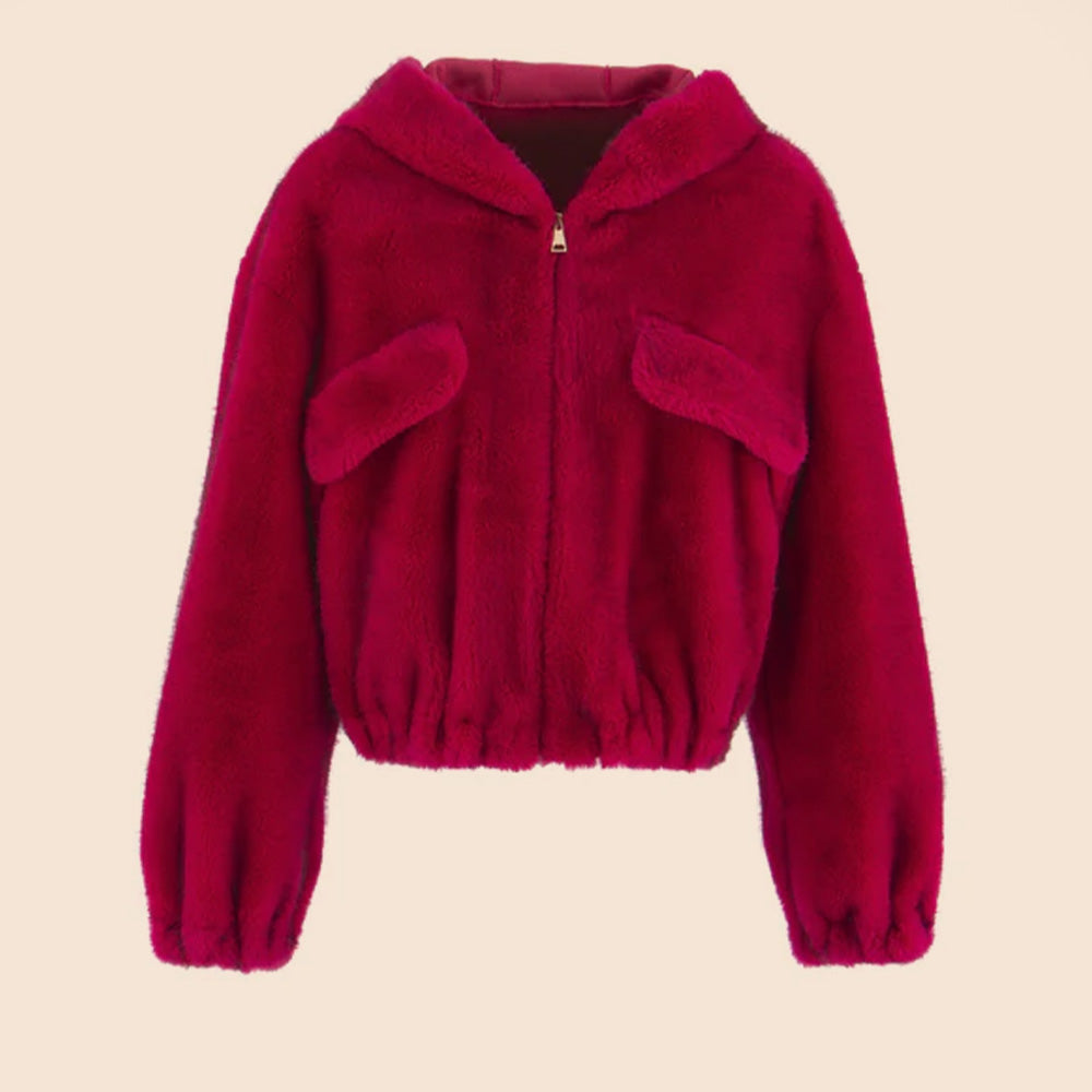 GIACCA CORTA CON CAPPUCCIO E SCRITTA "AMORE" SUL RETRO