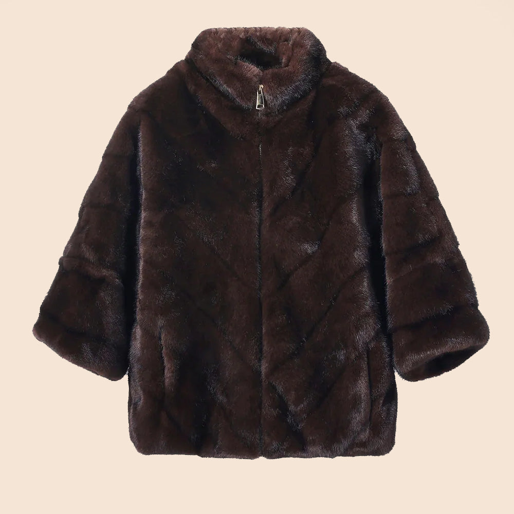 GIACCA CORTA IN ECOPELLICCIA CON MANICA A TRE QUARTI