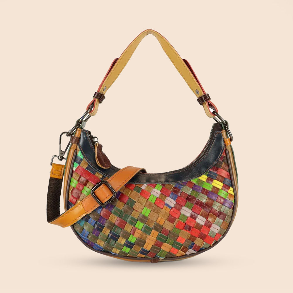 BORSA A SPALLA INTRECCIATA MULTICOLOR CON TRACOLLA