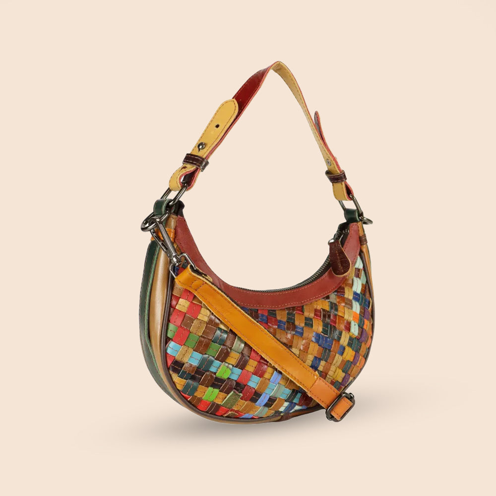 BORSA A SPALLA INTRECCIATA MULTICOLOR CON TRACOLLA