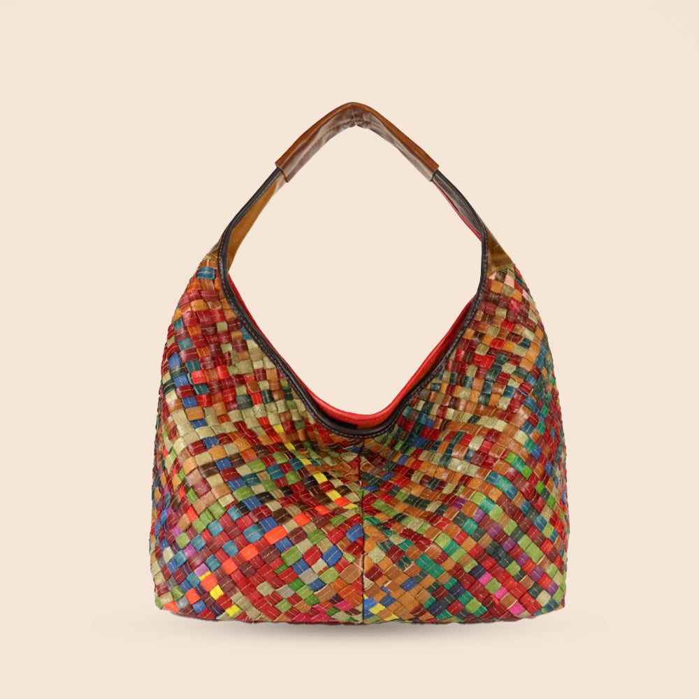 BORSA A SPALLA GRANDE INTRECCIATA MULTICOLOR