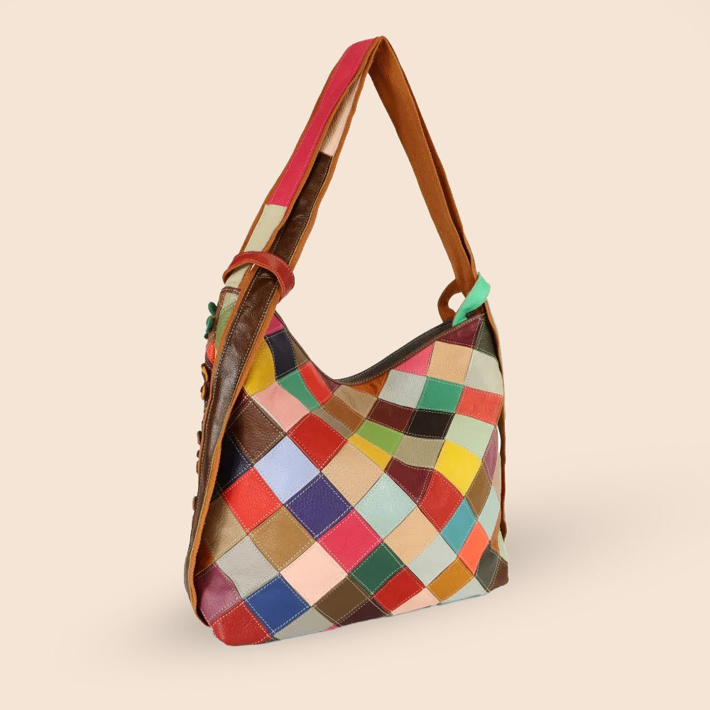 BORSA A SPALLA TRASFORMABILE IN ZAINO MULTICOLOR CON FIORI