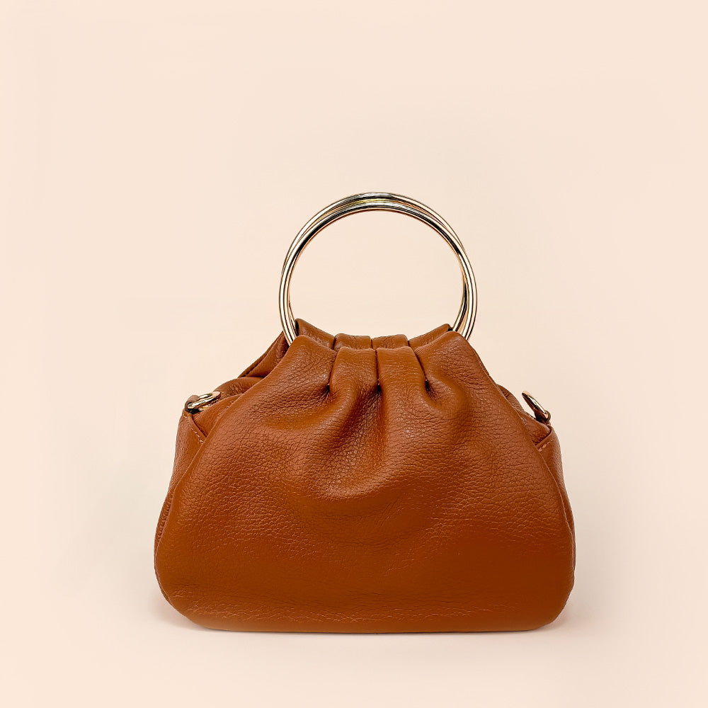 HANDBAG WITH ROUND METAL HANDLES