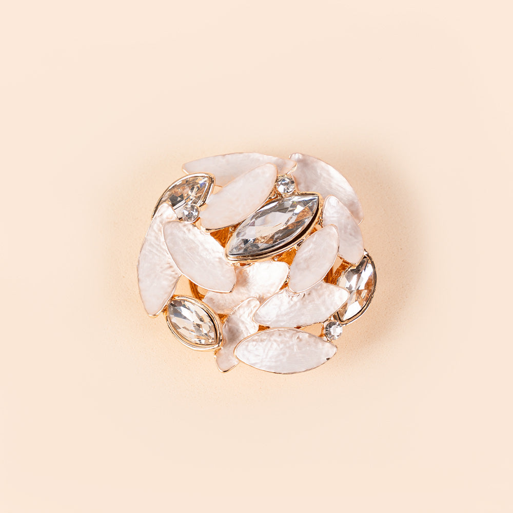 TONE-ON-TONE LEAF ROSETTE BROOCH