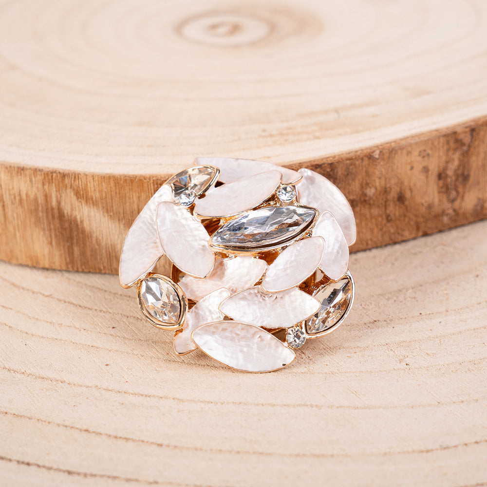 TONE-ON-TONE LEAF ROSETTE BROOCH