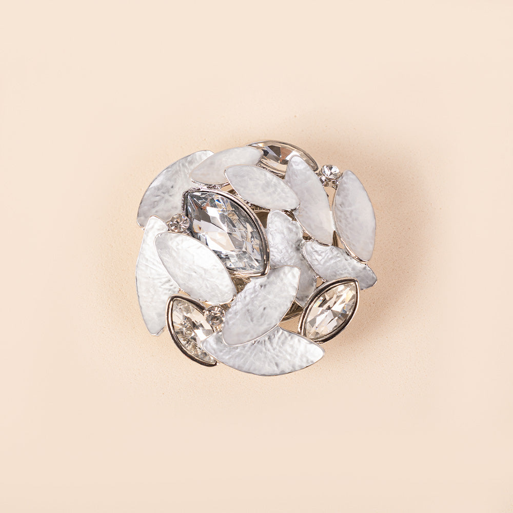 TONE-ON-TONE LEAF ROSETTE BROOCH