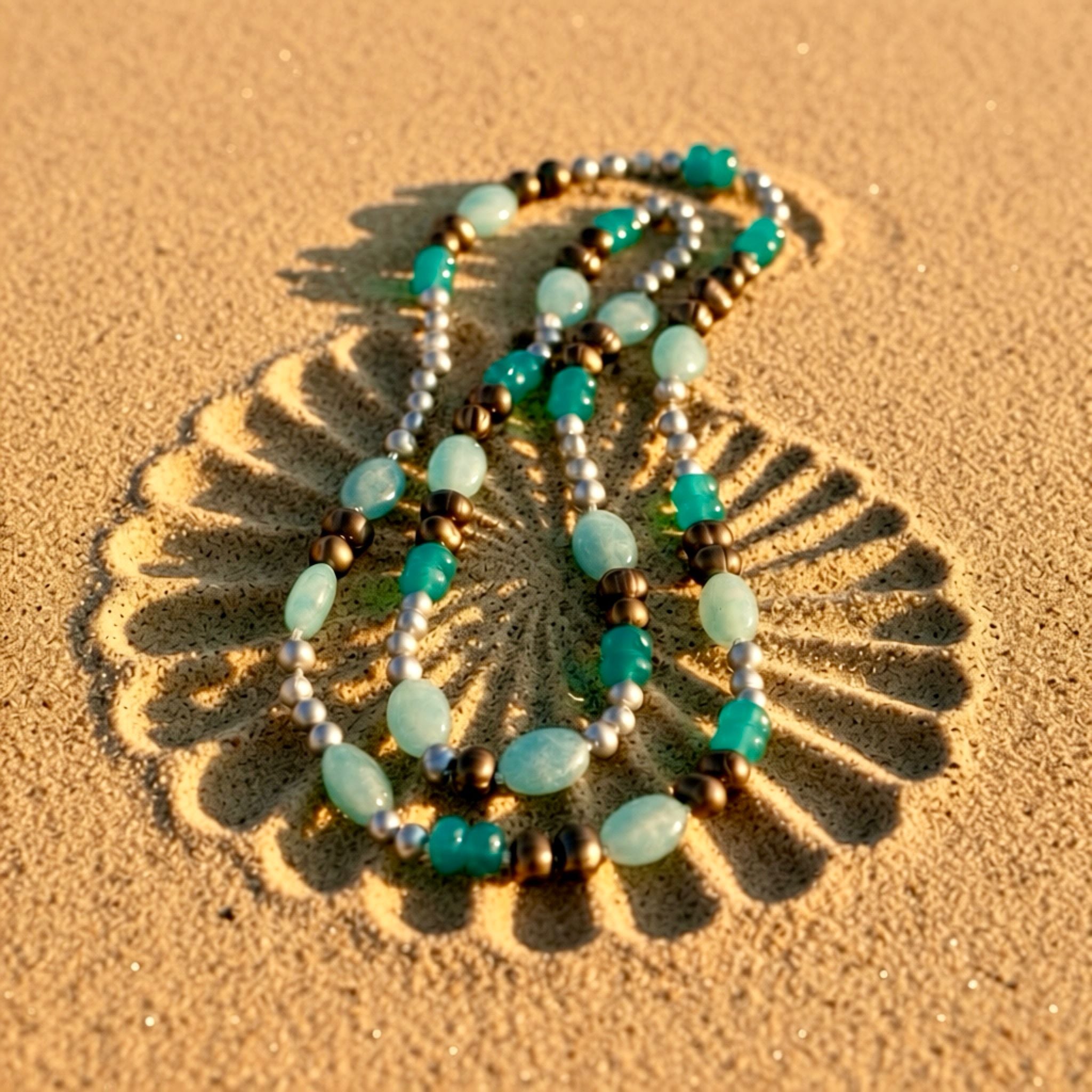 COLLANA LUNGA CON PERLE E PIETRE