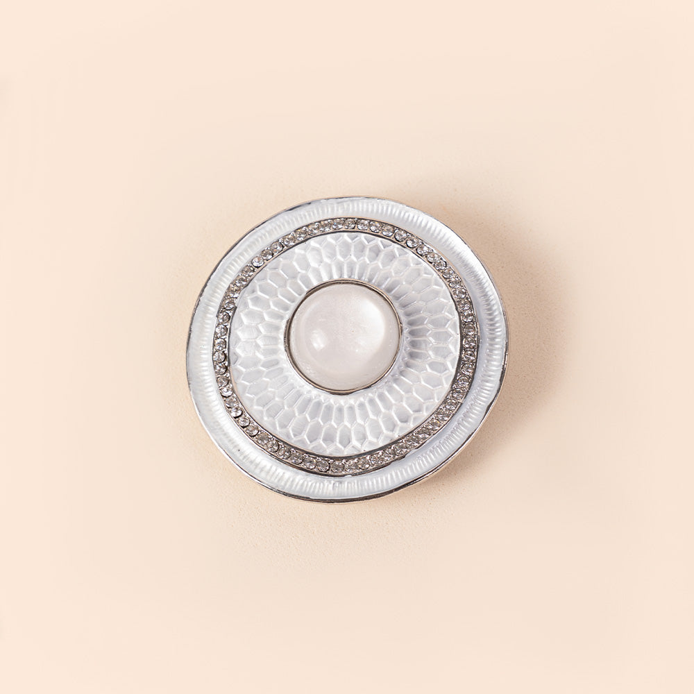 CIRCULAR BROOCH WITH RHINESTONE AND CENTER STONE