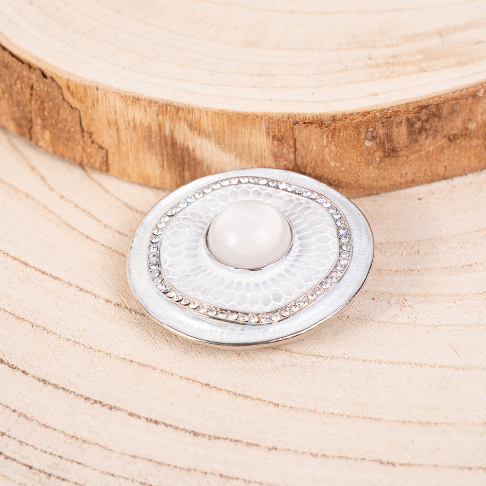 CIRCULAR BROOCH WITH RHINESTONE AND CENTER STONE
