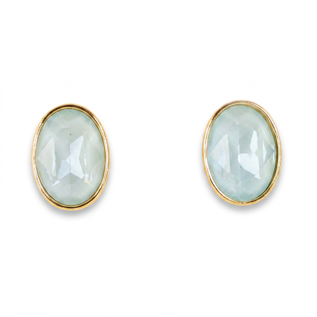 STUD EARRINGS WITH COLORED CRYSTALS OF DIFFERENT SHAPES