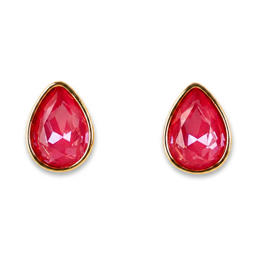 STUD EARRINGS WITH COLORED CRYSTALS OF DIFFERENT SHAPES