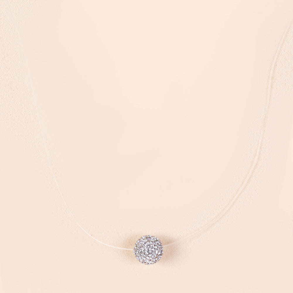 COLLANA GIROCOLLO TRASPARENTE CON SFERA DI STRASS