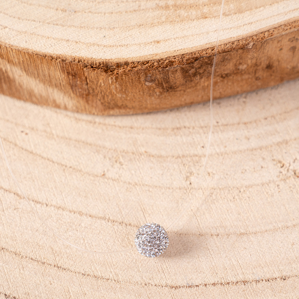 COLLANA GIROCOLLO TRASPARENTE CON SFERA DI STRASS