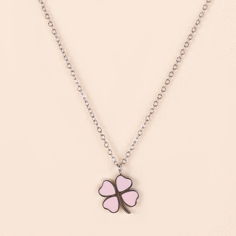 COLLANA GIROCOLLO CON QUADRIFOGLIO PENDENTE COLORATO