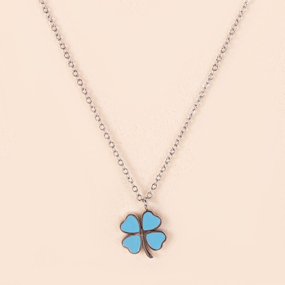 COLLANA GIROCOLLO CON QUADRIFOGLIO PENDENTE COLORATO