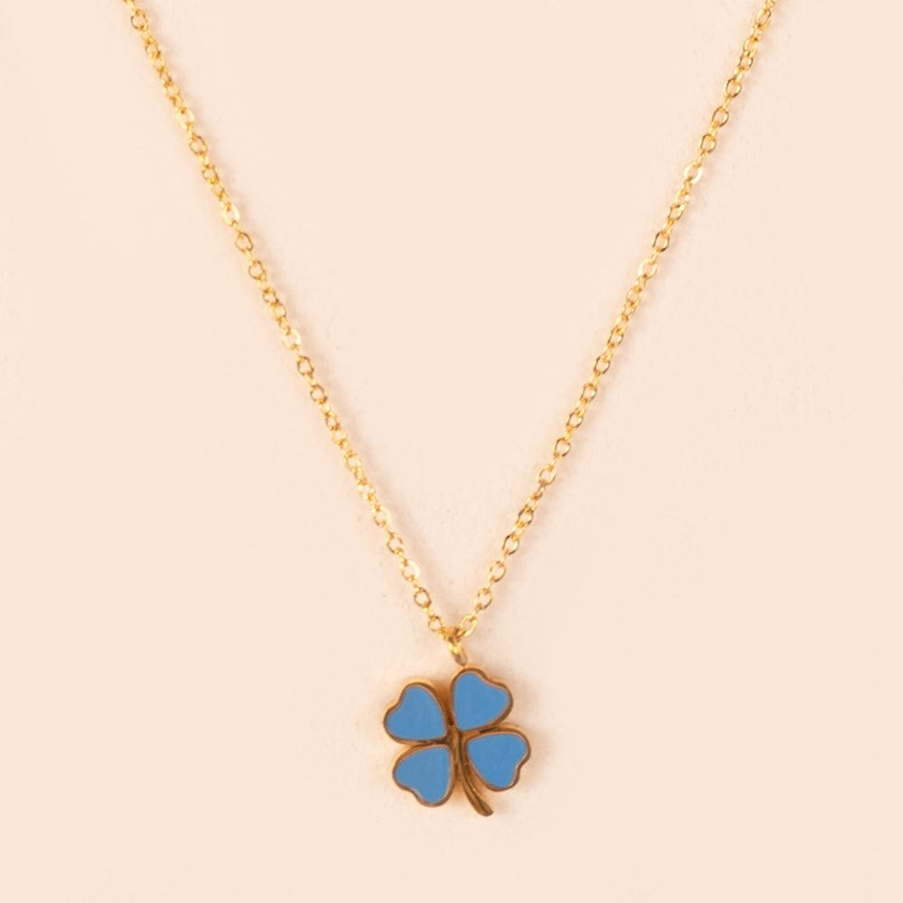 COLLANA GIROCOLLO CON QUADRIFOGLIO PENDENTE COLORATO