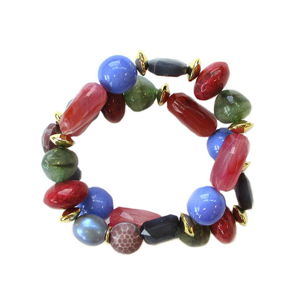 SET 2 BRACCIALI MORBIDI CON PIETRE E PERLINE