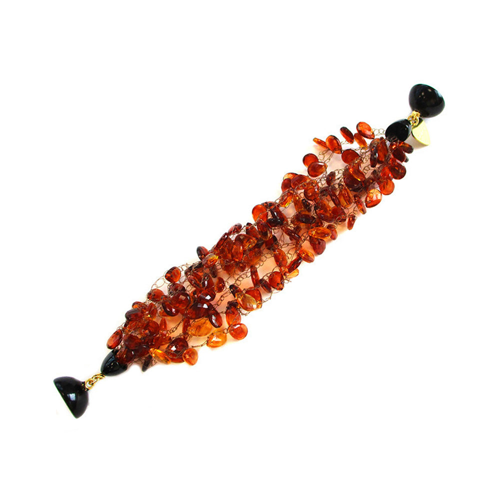 BRACCIALE MORBIDO MULTIFILO CON PIETRE E PERLINE