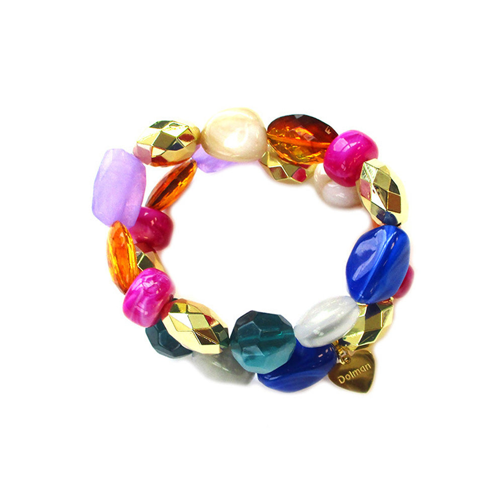 SET 2 BRACCIALI MORBIDI CON PIETRE E PERLINE