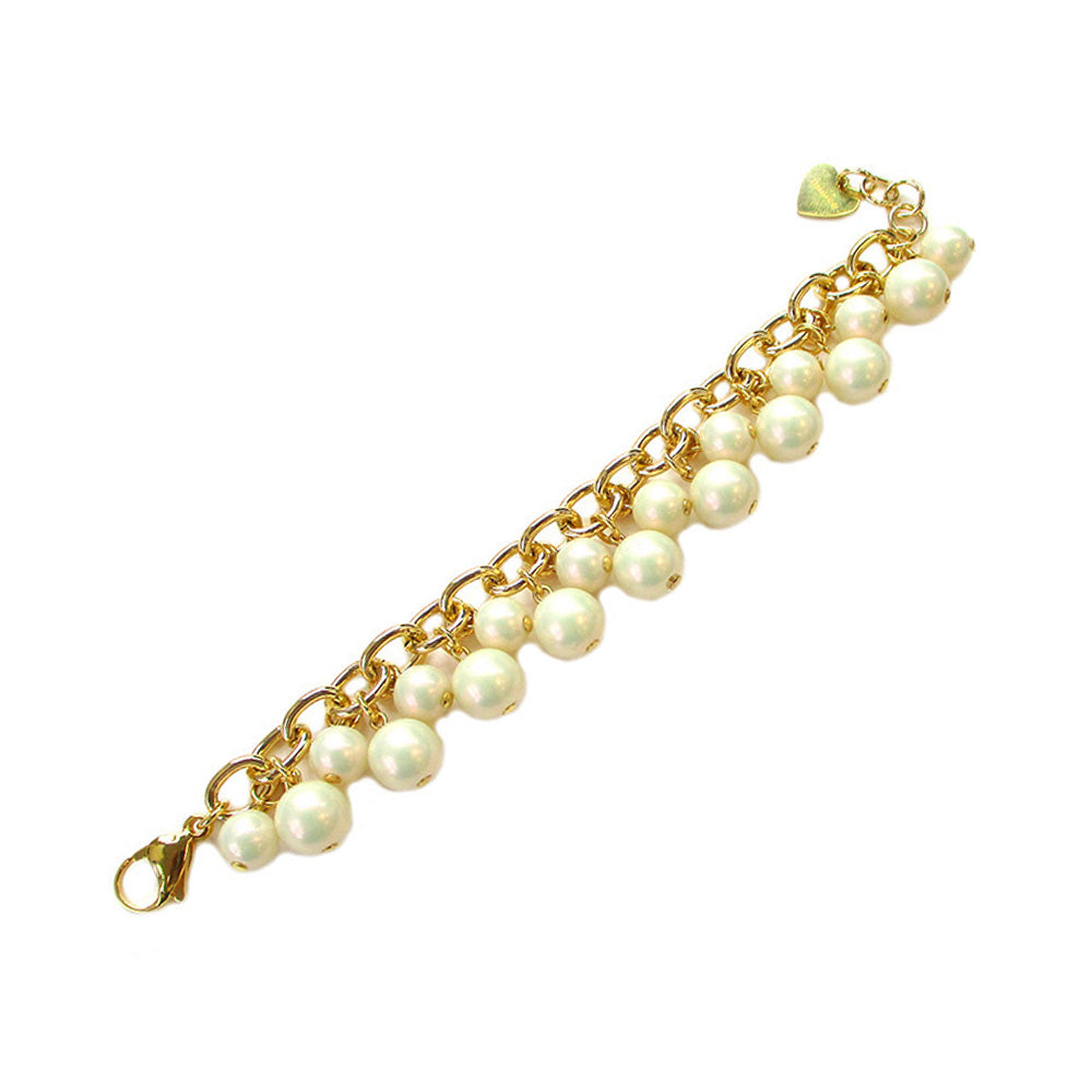 BRACCIALE MORBIDO A CATENA CON PERLE PENDENTI