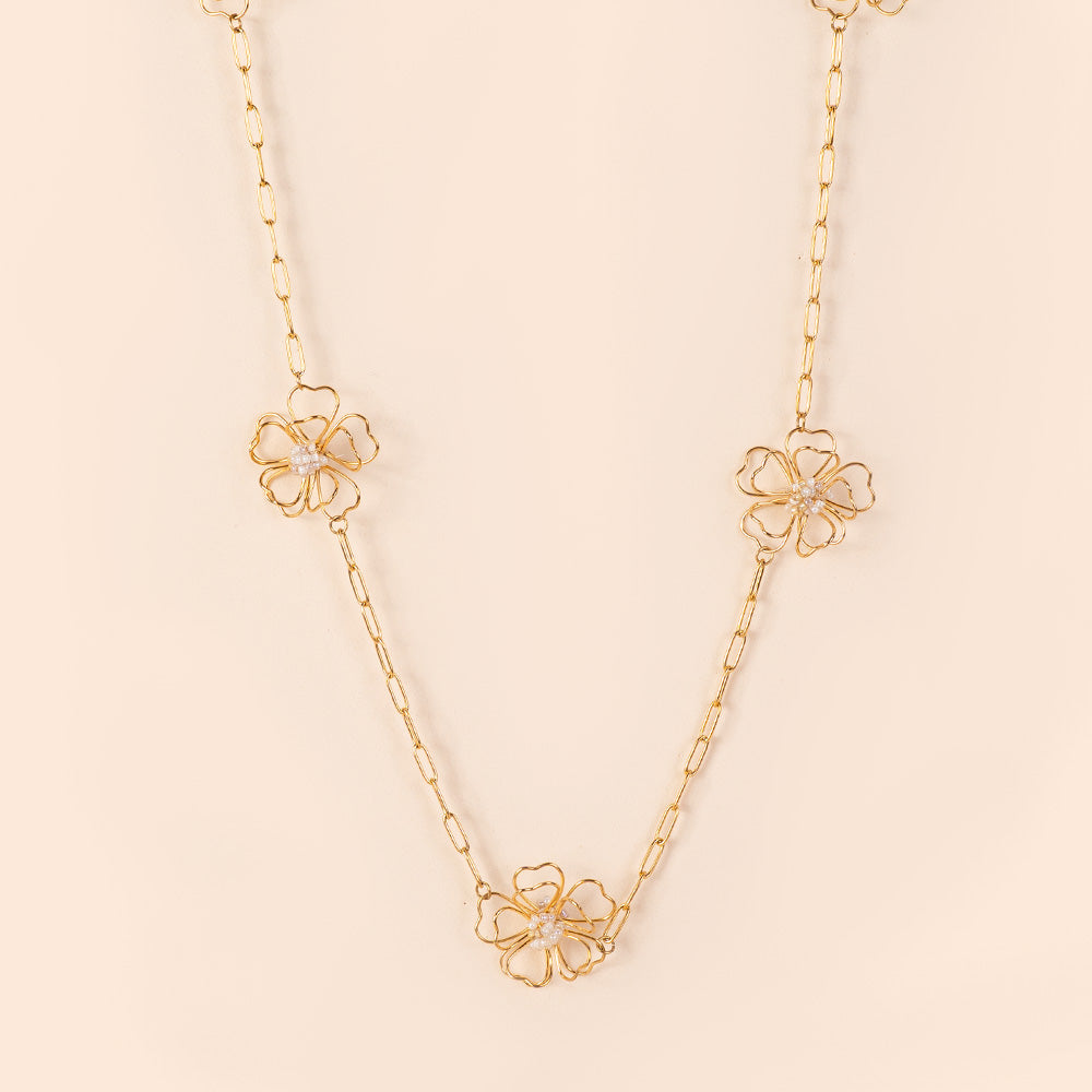 COLLANA LUNGA CON FIORI STILIZZATI