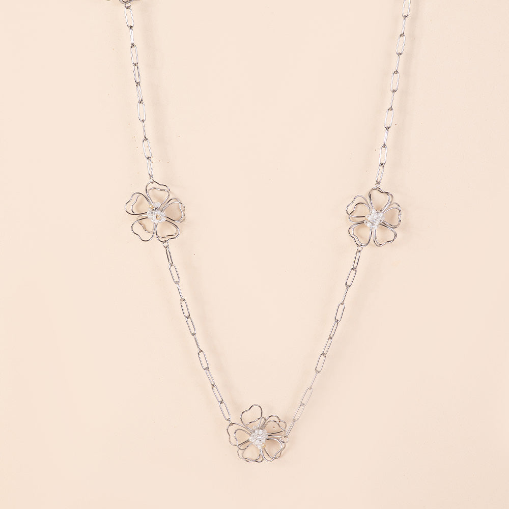 COLLANA LUNGA CON FIORI STILIZZATI