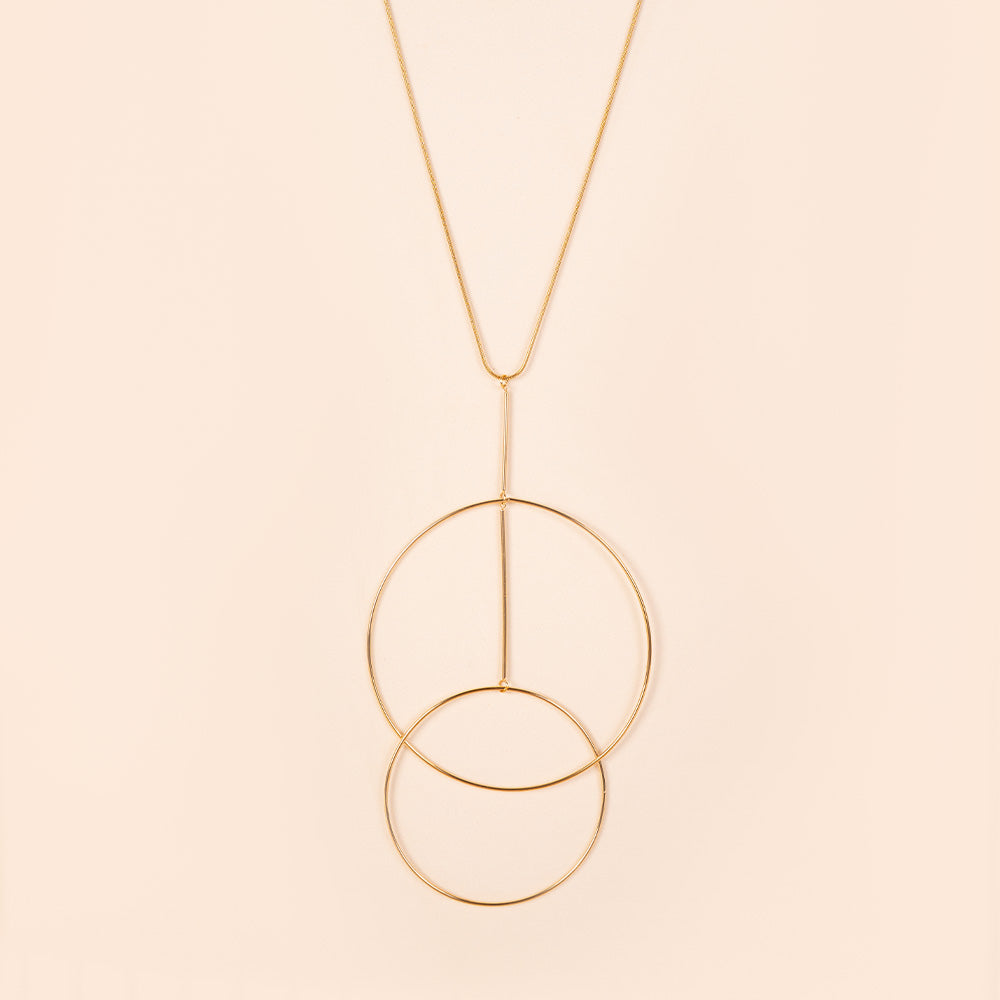 COLLANA LUNGA CON DUE CERCHI PENDENTI