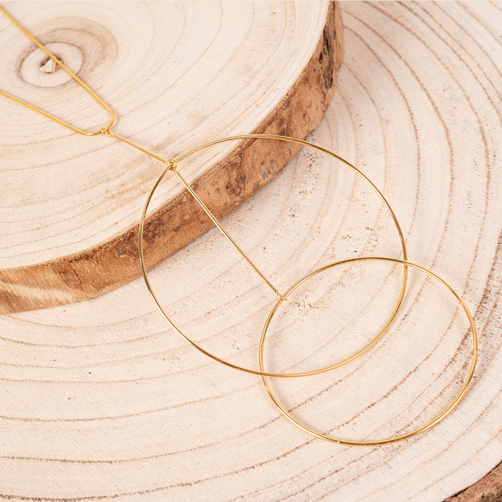 COLLANA LUNGA CON DUE CERCHI PENDENTI