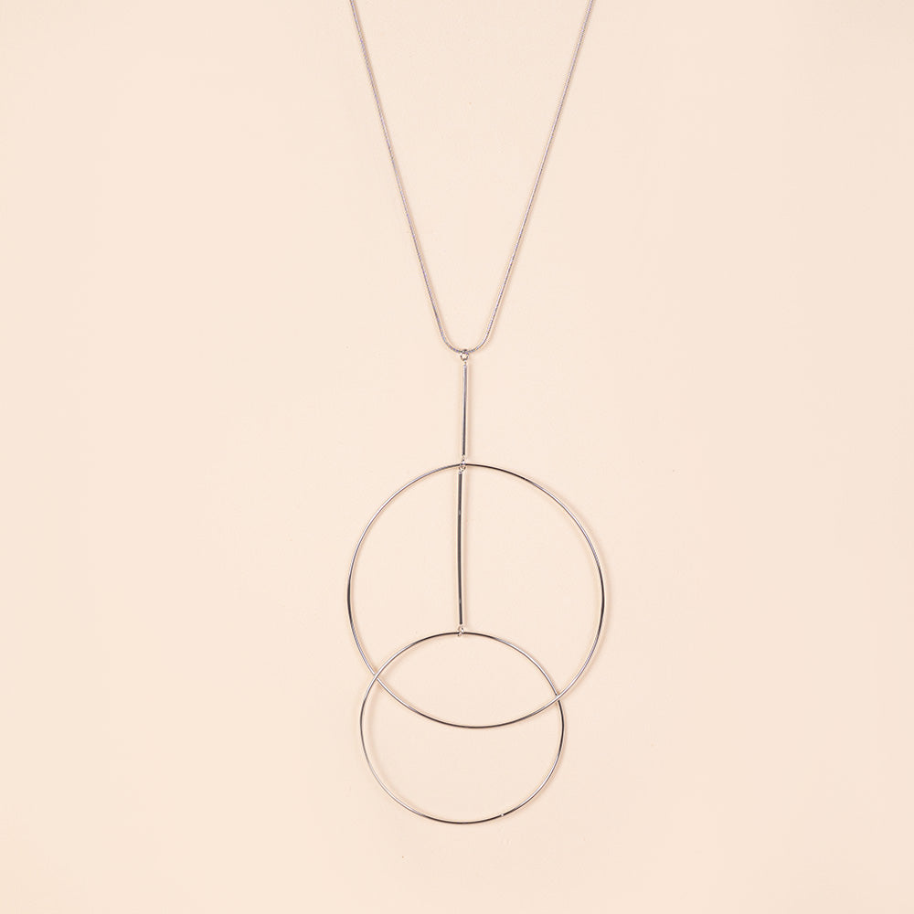 COLLANA LUNGA CON DUE CERCHI PENDENTI