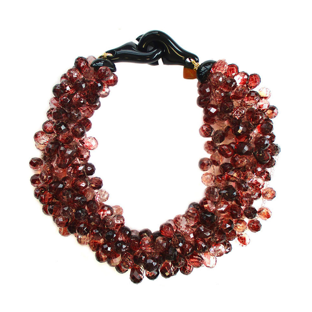 COLLANA GIROCOLLO MULTIFILO CON CRISTALLI A GOCCIA