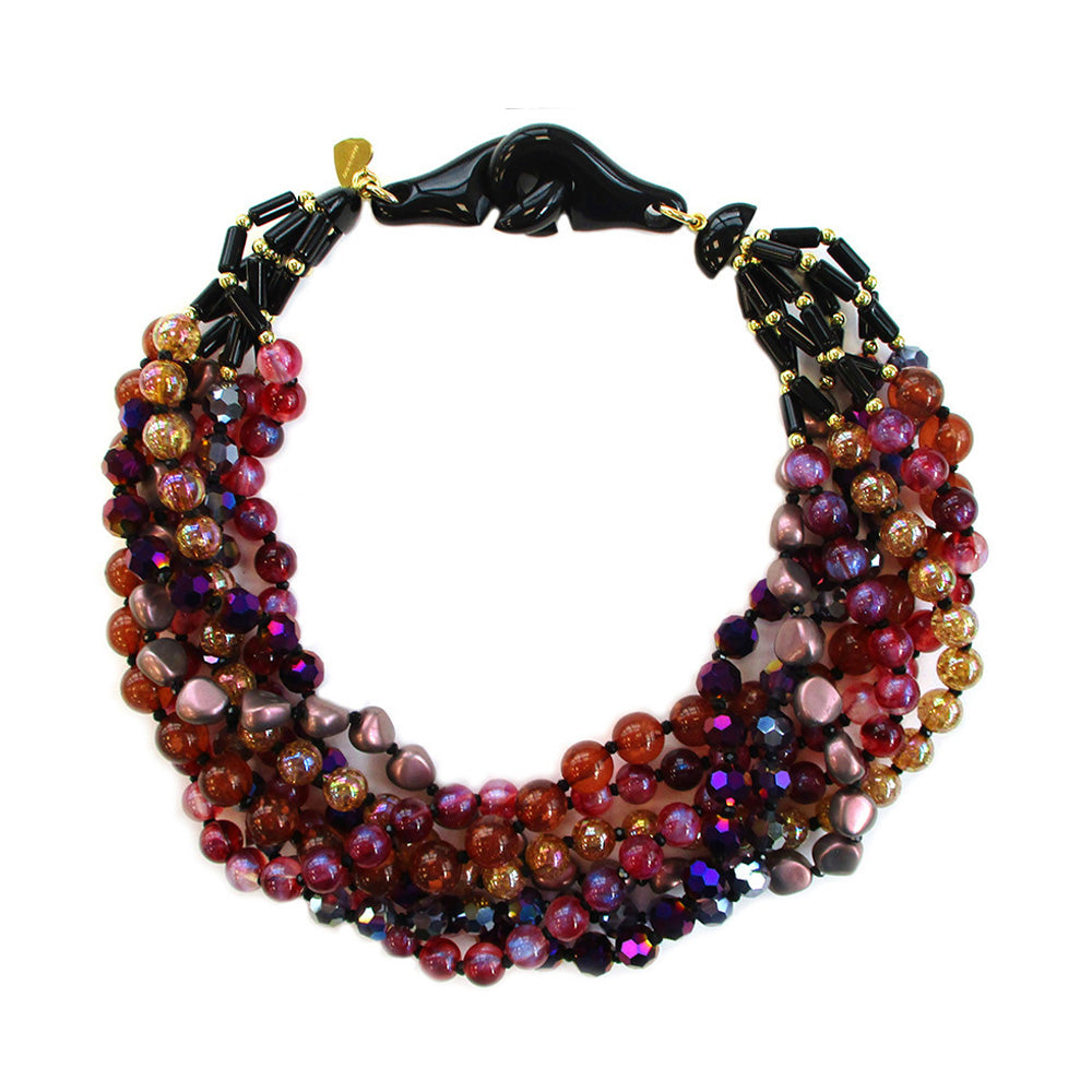COLLANA GIROCOLLO MULTIFILO CON PIETRE E CRISTALLI