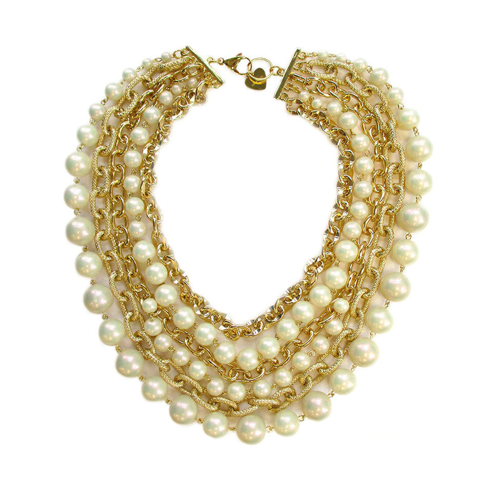 COLLANA GIROCOLLO MULTIFILO CON PERLE PENDENTI