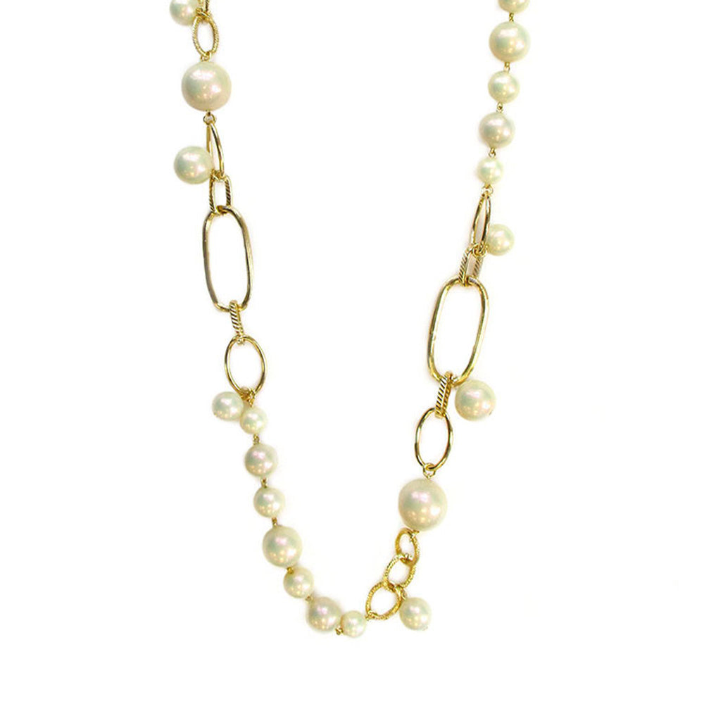 COLLANA LUNGA CON PERLE E CATENE