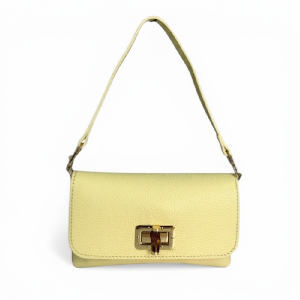 BORSA A MANO CON CHIUSURA IN BAMBOO A GIRELLO E TRACOLLA