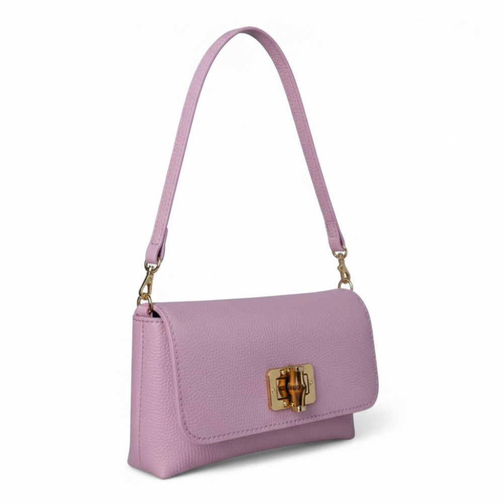 BORSA A MANO CON CHIUSURA IN BAMBOO A GIRELLO E TRACOLLA