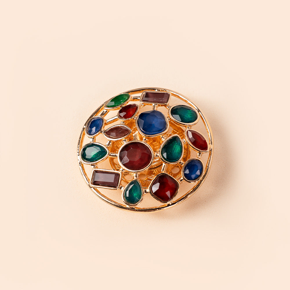 LARGE RHINESTONE ROSETTE BROOCH