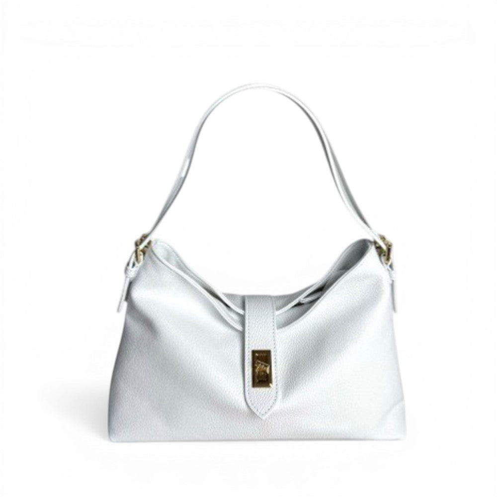 BORSA A SPALLA CON CHIUSURA A ZIP E LINGUA CENTRALE CON GIRELLO