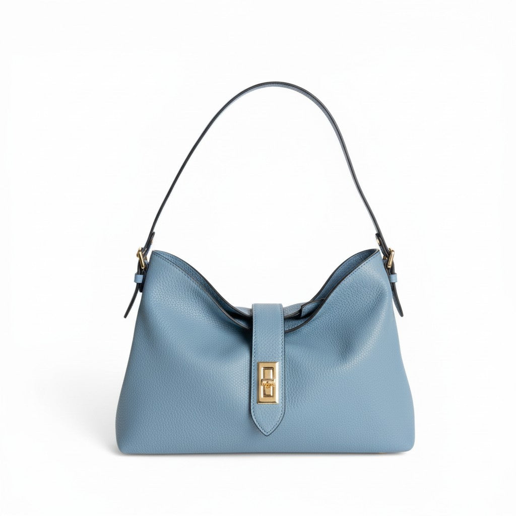 BORSA A SPALLA CON CHIUSURA A ZIP E LINGUA CENTRALE CON GIRELLO