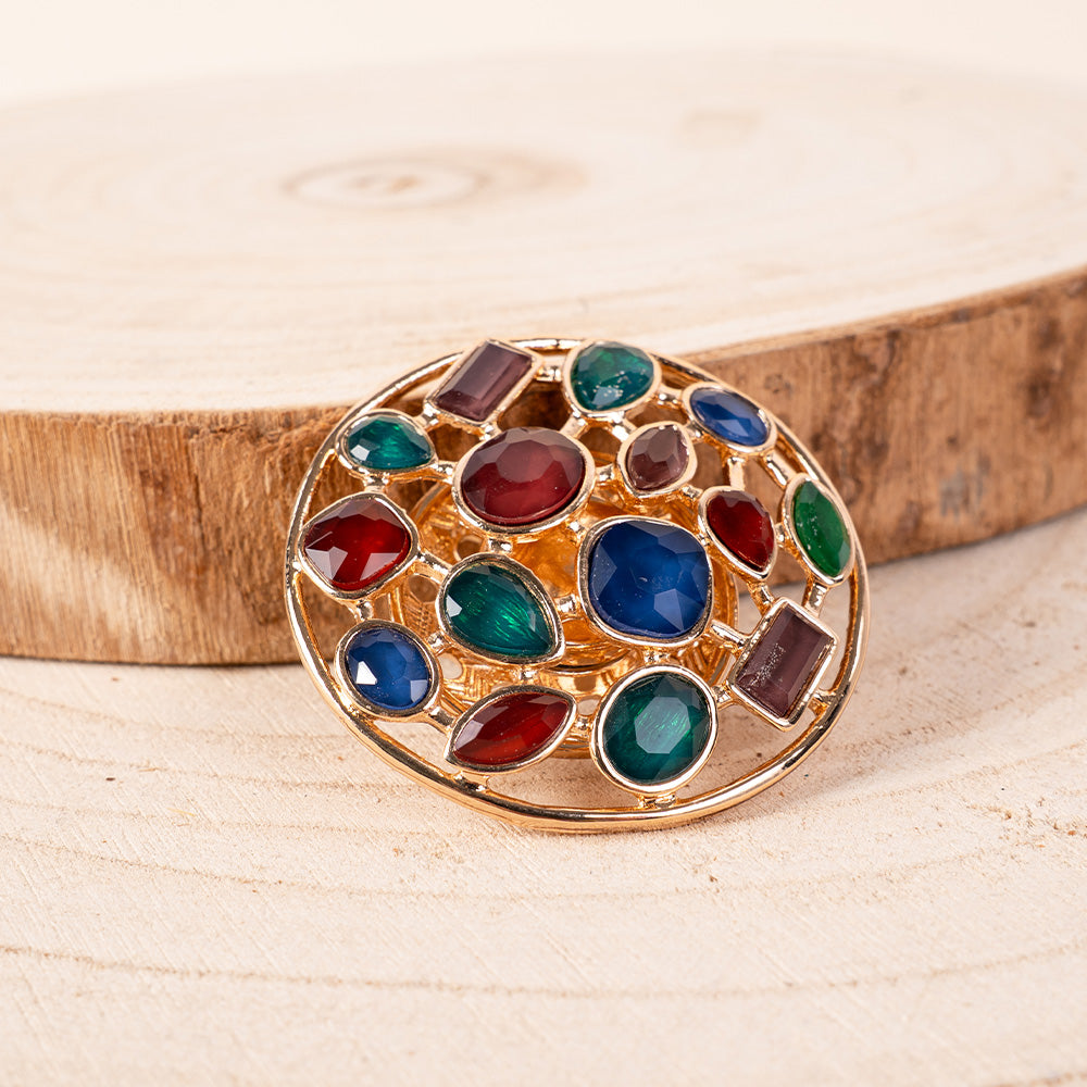 LARGE RHINESTONE ROSETTE BROOCH