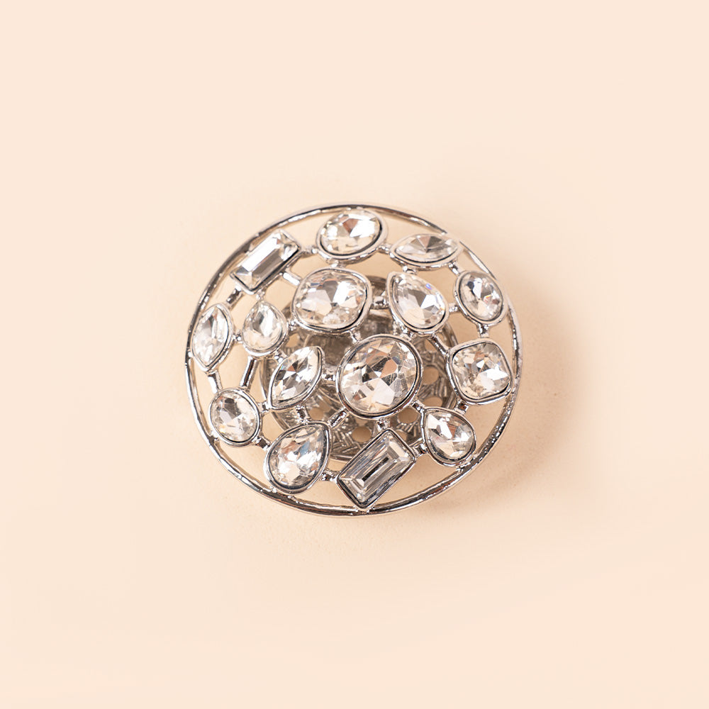 LARGE RHINESTONE ROSETTE BROOCH