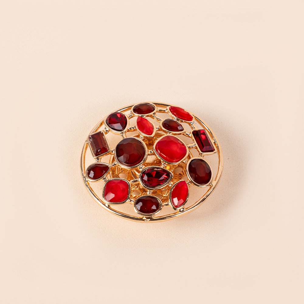 LARGE RHINESTONE ROSETTE BROOCH