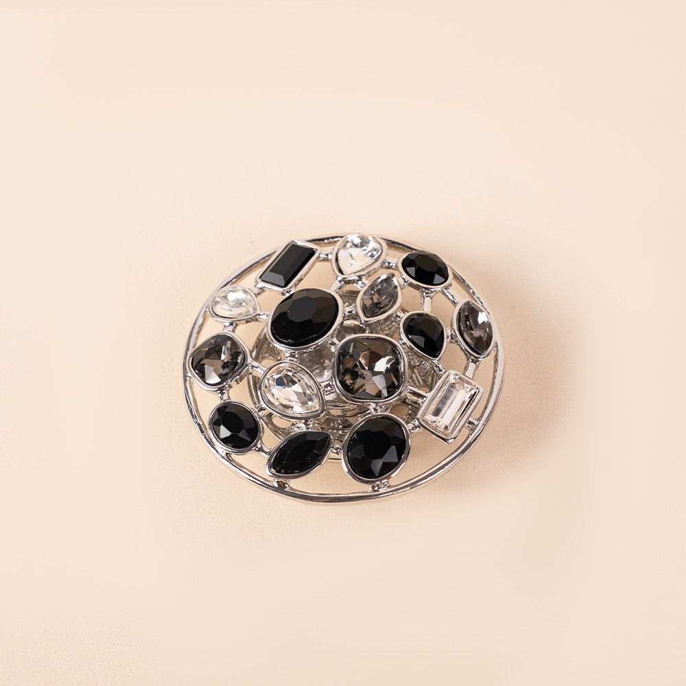 LARGE RHINESTONE ROSETTE BROOCH