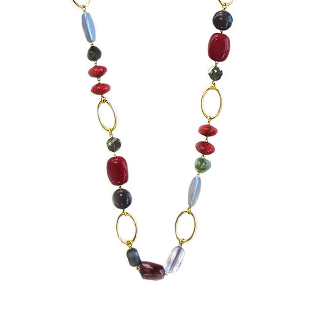 COLLANA LUNGA CON CRISTALLI E PIETRE